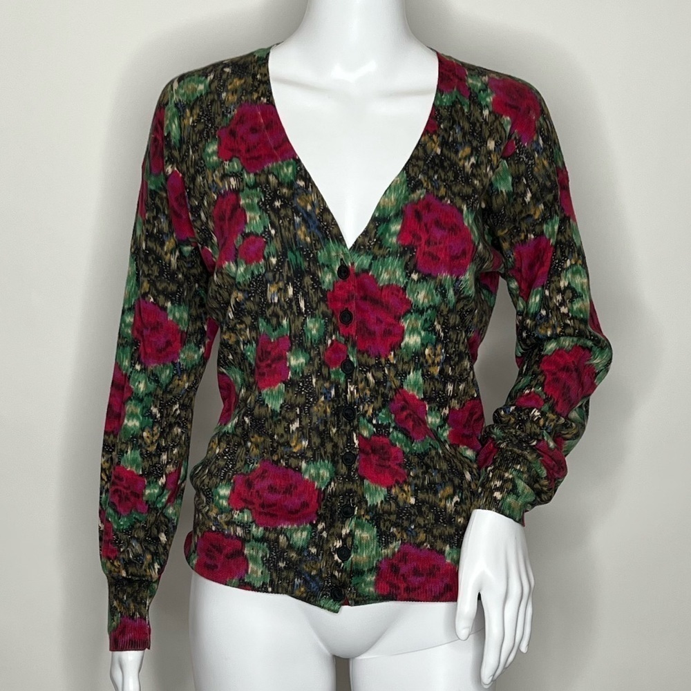 Vintage Lucky Brand Women’s Floral Cardigan Sweater - Picture 2 of 11